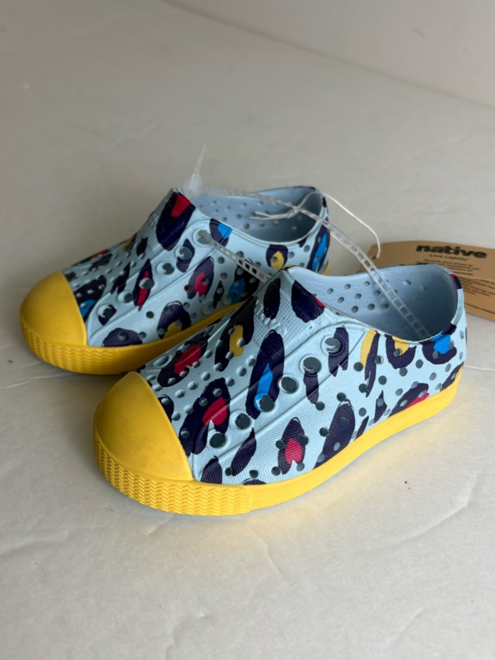 Native Shoes Jefferson Kids 4 Blue Animal Print Perforated Slip-On Shoes